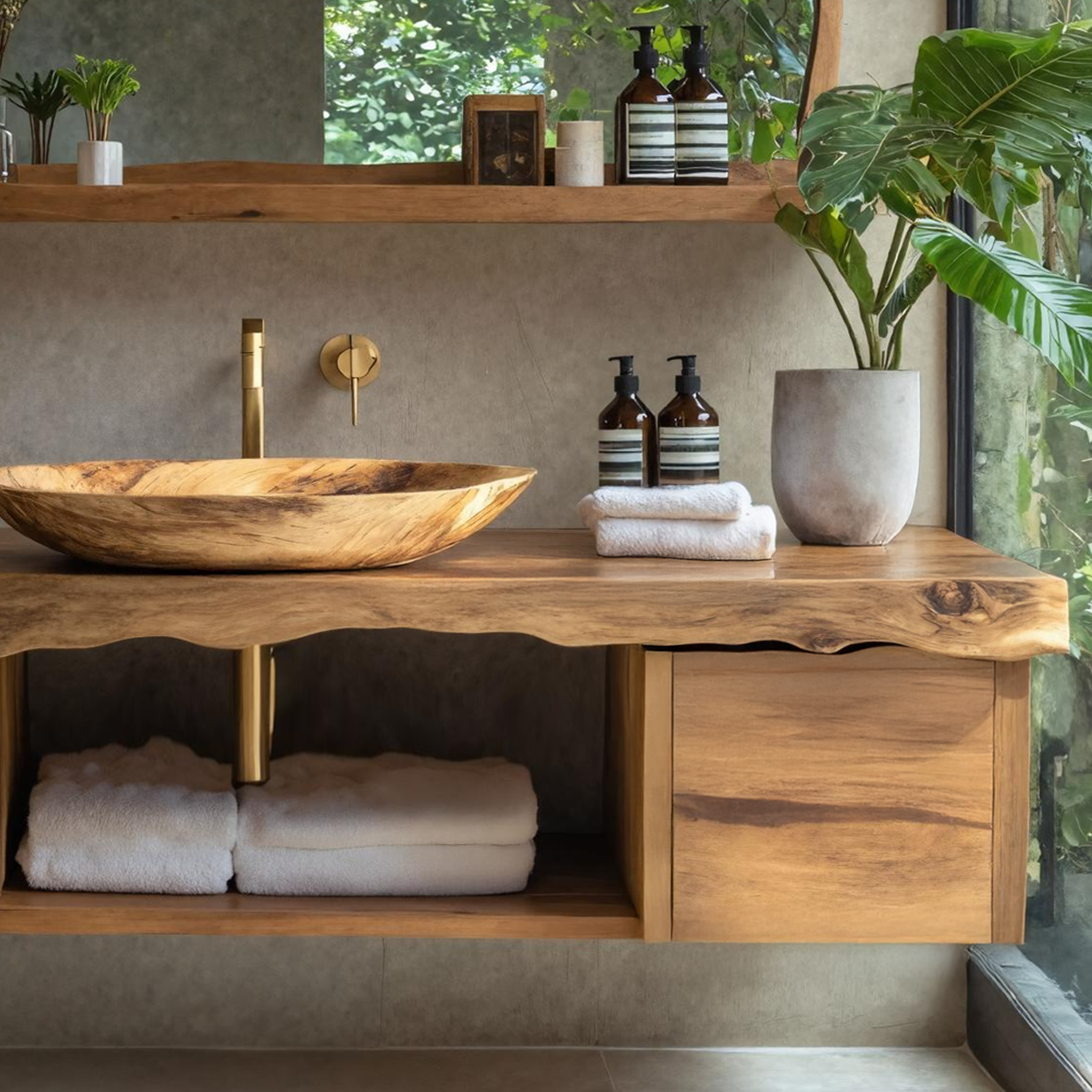 Natural Wood Floating Vanity For Bathroom Upgrade SILDTTRBRV032