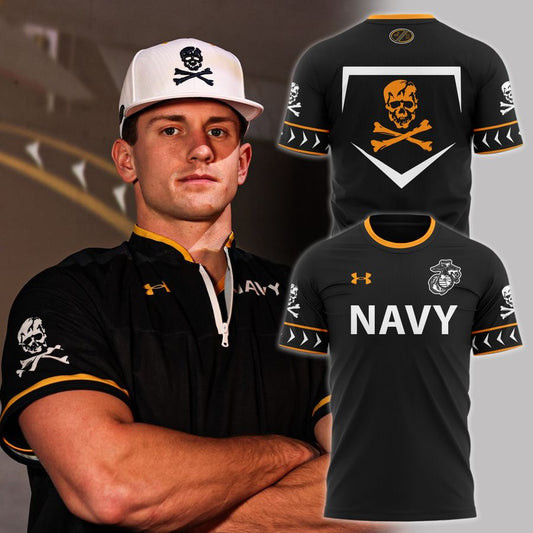 Navy Baseball The Bones Black Shirt Gifts For Baseball Lovers