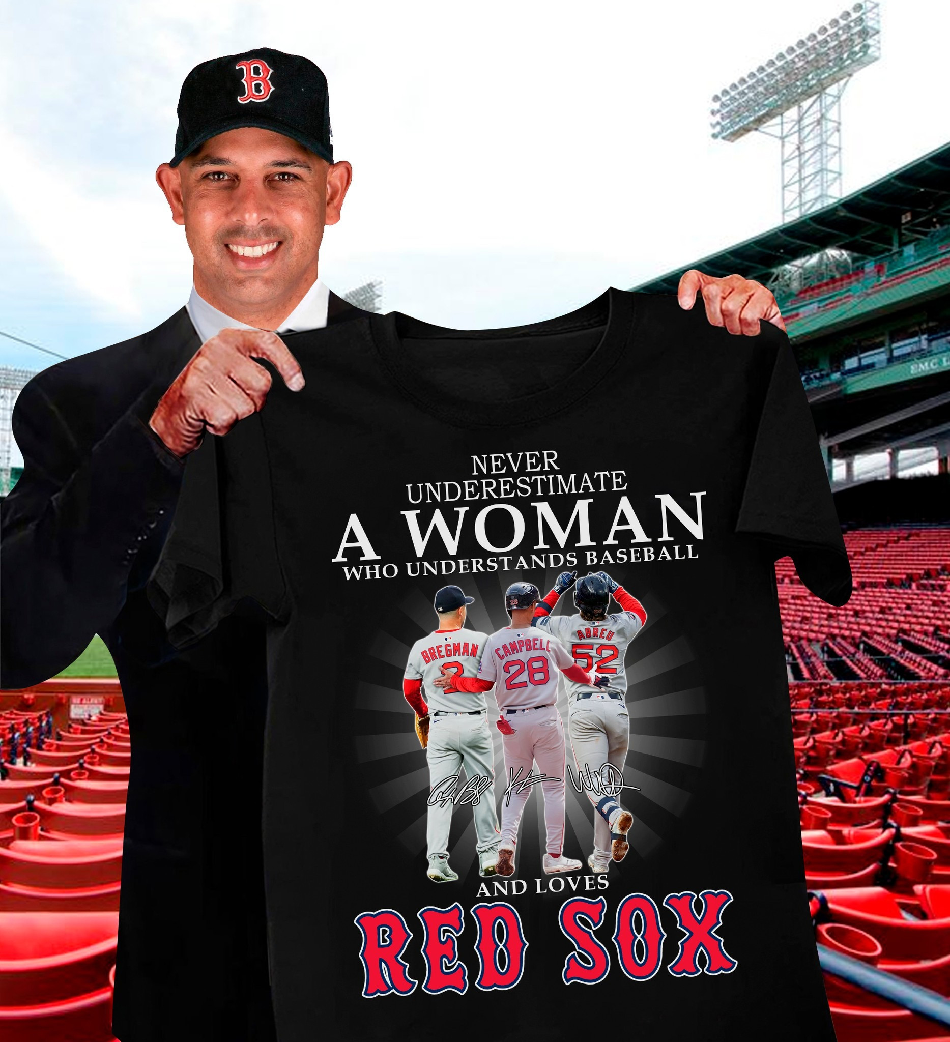 Never Underestimate Woman Loves Boston Red Sox T-Shirt Best Gift For Baseball Fans