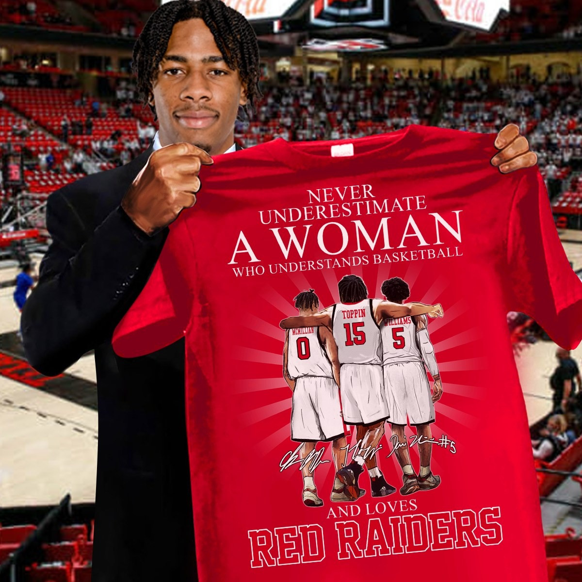 Never Underestimate Woman Loves Texas Tech Red Raiders T-Shirt Best Gift For Basketball Fans