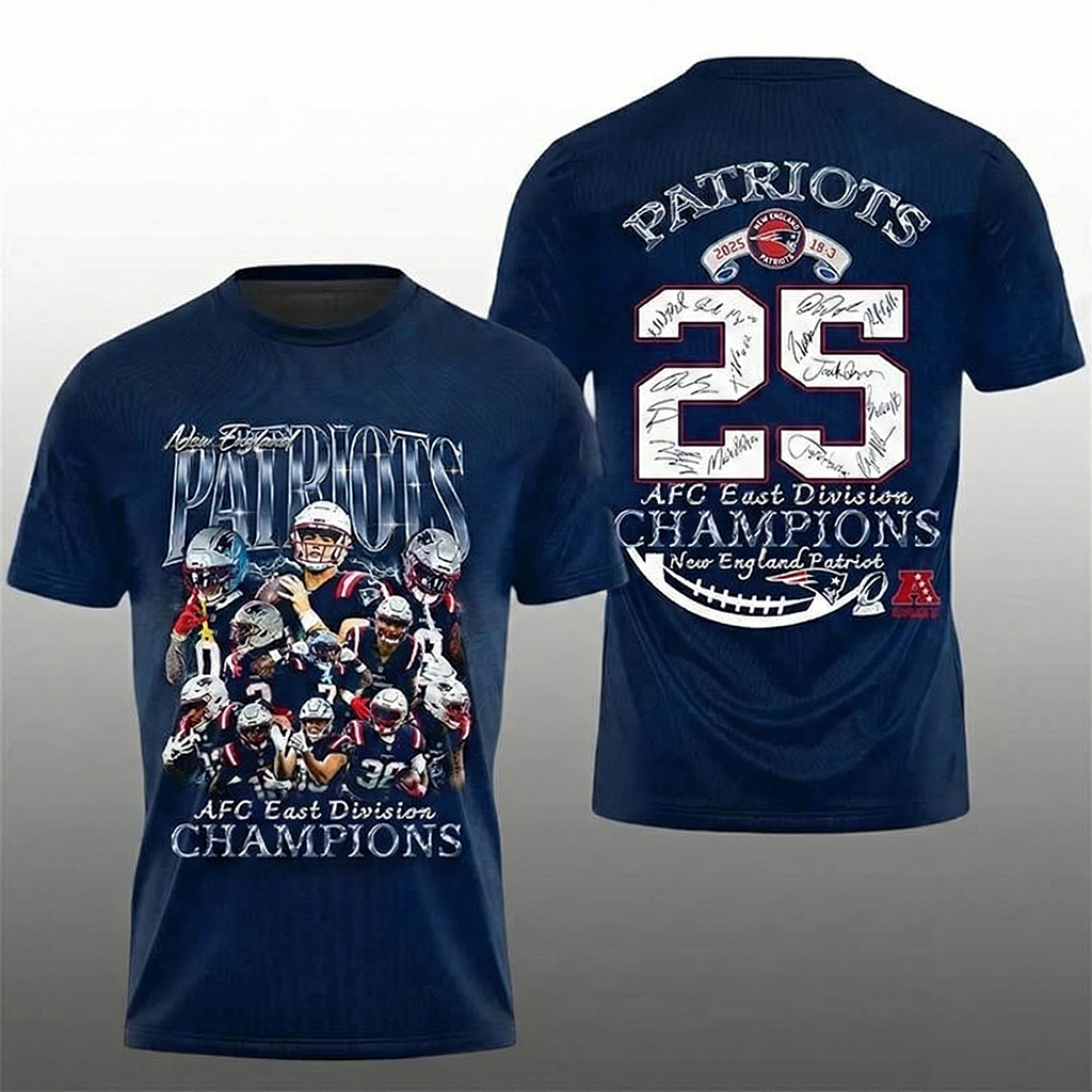 New England Patriots 2025 AFC East Division Champions T-Shirt Football NFL Merch Best Gift For Football Fans