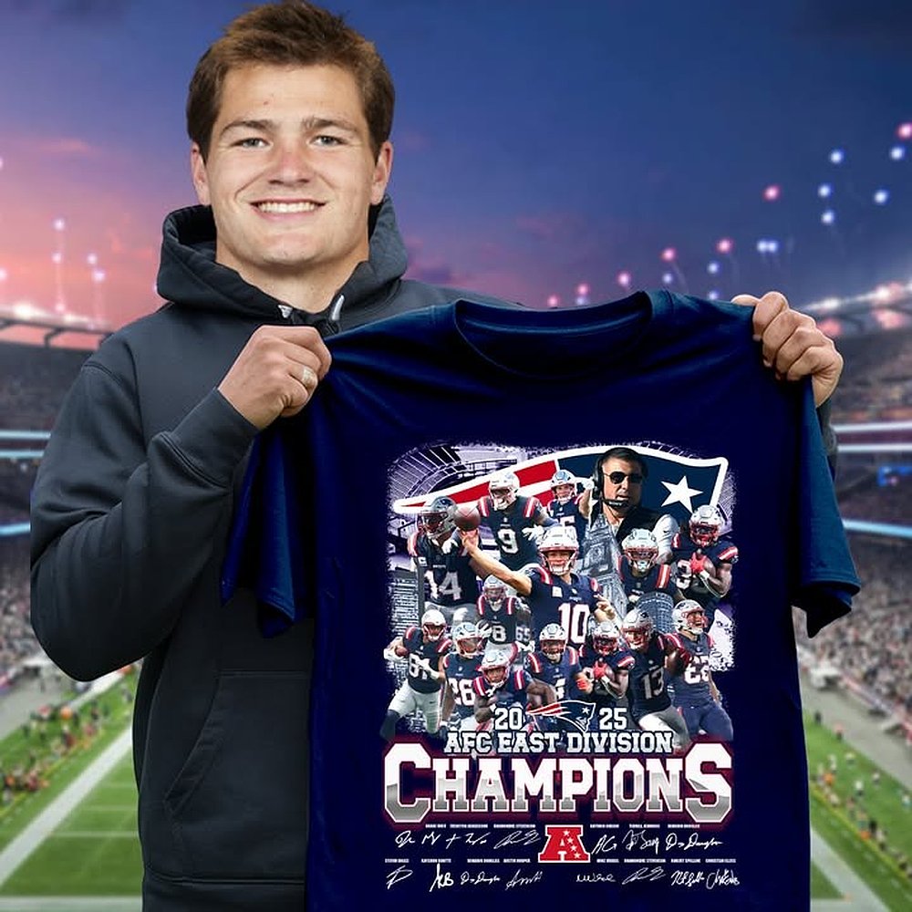 New England Patriots 2025 AFC East Division Champions T-Shirt Patriots Apparel Best Gift For Football Fans