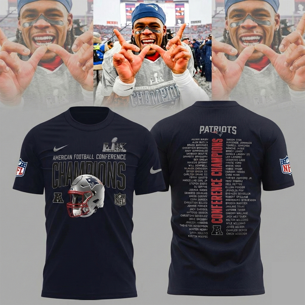 New England Patriots AFC Championship 2025 Glory Path Navy T-Shirt Football NFL Merch Best Gift For Football Fans