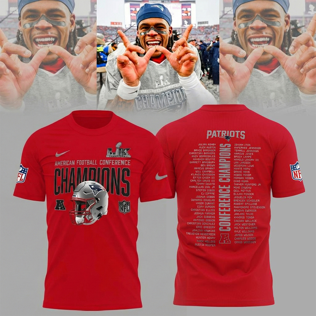 New England Patriots AFC Championship 2025 Glory Path Red T-Shirt Football NFL Merch Best Gift For Football Fans