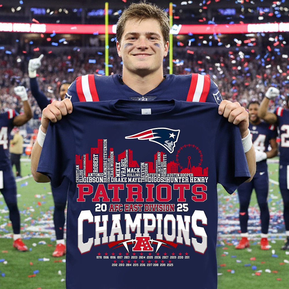 New England Patriots Football 2025 AFC East Champions T-Shirt Official Patriots Merch Best Gift For Football Fans