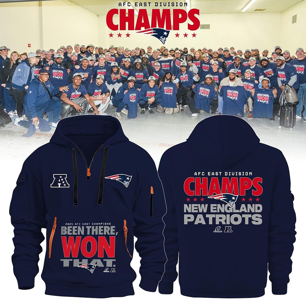 New England Patriots Football 2025 AFC East Division Champions Quarter Zip Hoodie Best Gift For Football Fans