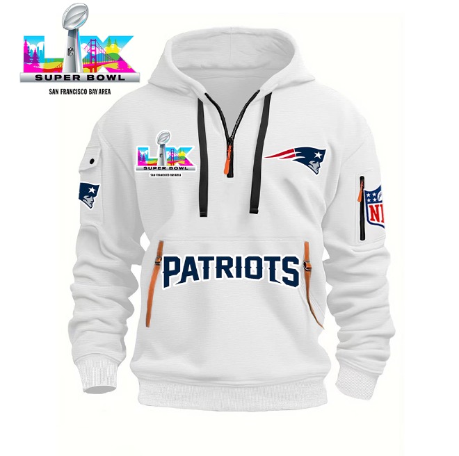 New England Patriots Football Super Bowl LX NFL 2026 Kickoff Quarter Zip Hoodie Best Gift For Football Fans
