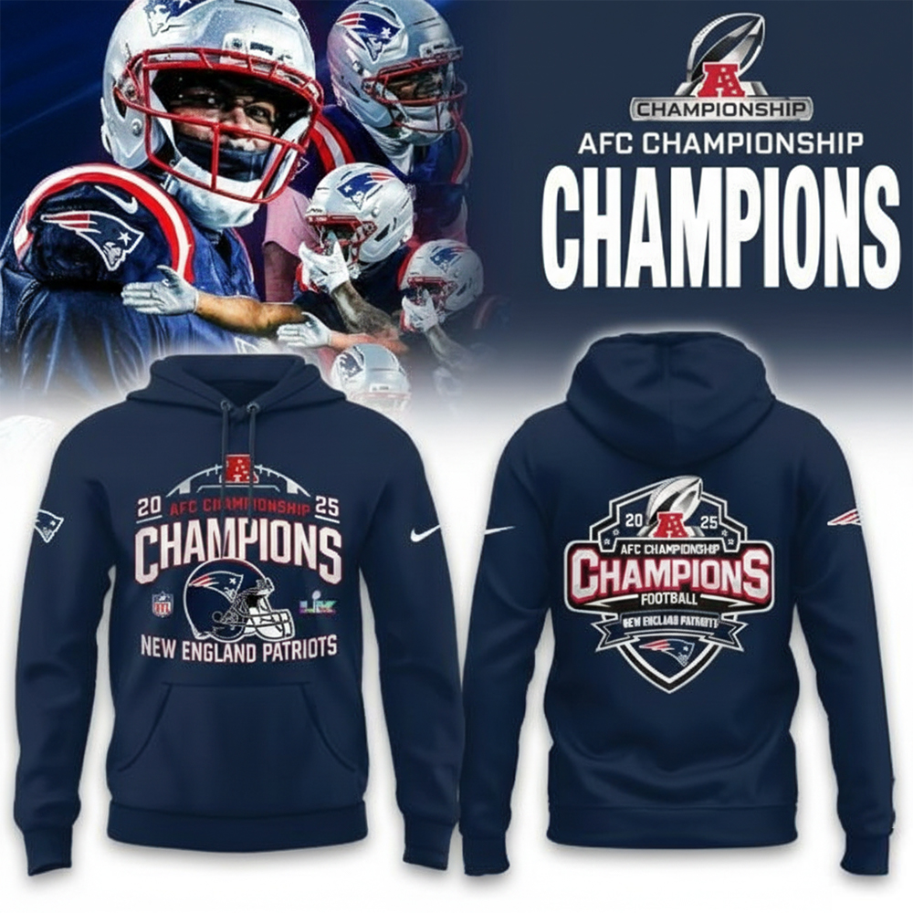 New England Patriots Merch AFC Champions Hoodie New England Patriots Apparel Football Fans Gifts
