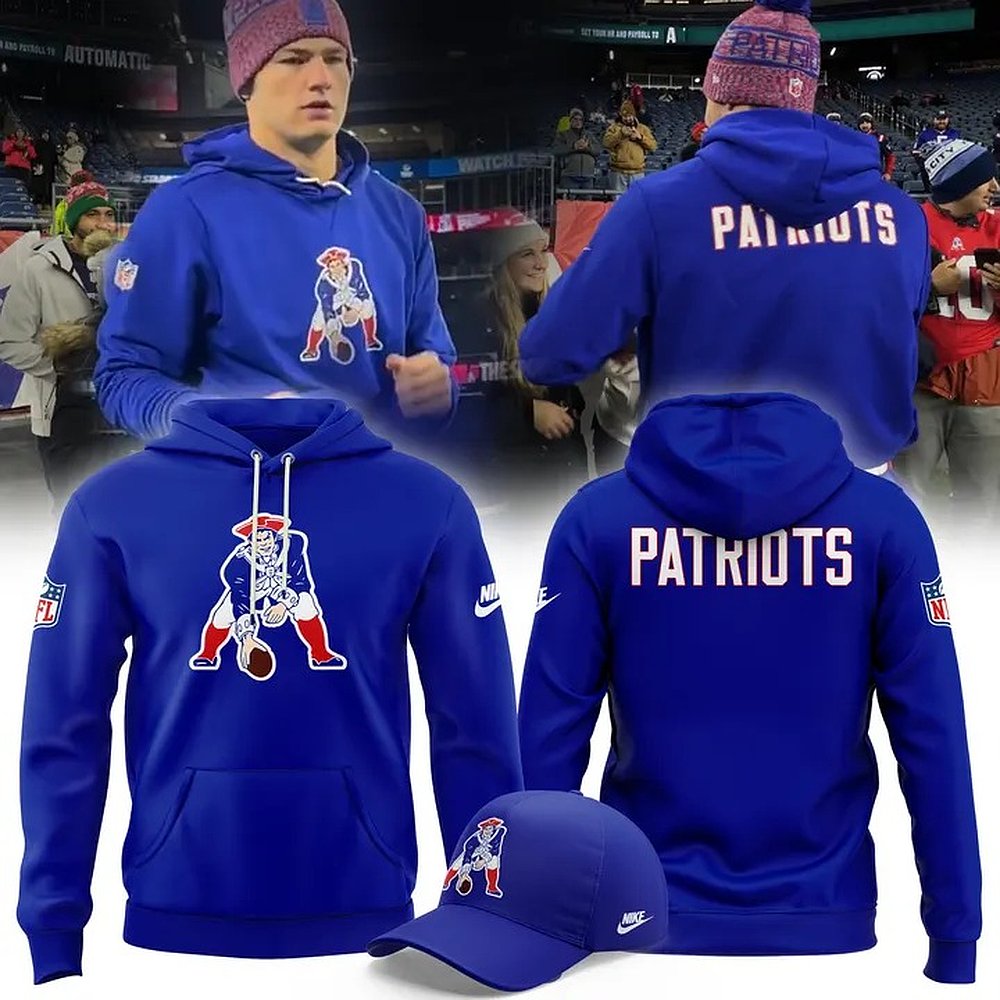 New England Patriots Throwback Historic Royal Hoodie Best Gift For Football Fans