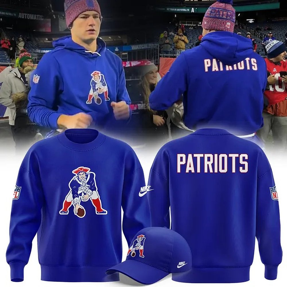 New England Patriots Throwback Historic Royal Sweatshirt NFL Football Retro Apparel Best Patriots Gift