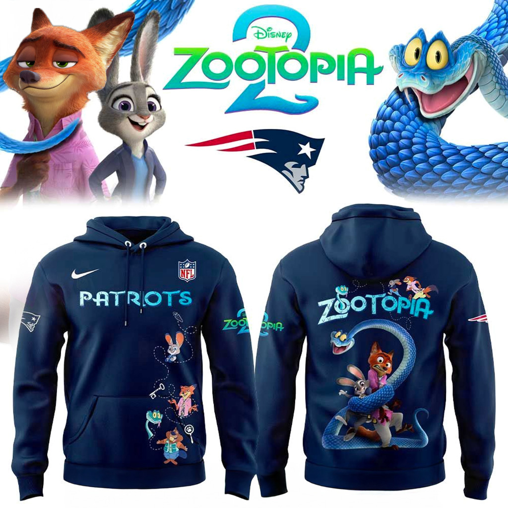 New England Patriots Zootopia 2 Hoodie NFL Football Merch Best Gift For Patriots Fans Zootopia Apparel