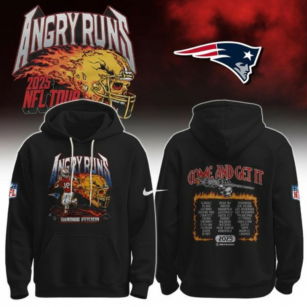 New England Patriots x Angry Runs NFL Tour Hoodie NE Patriots Apparel Unique Gift For Football Lovers