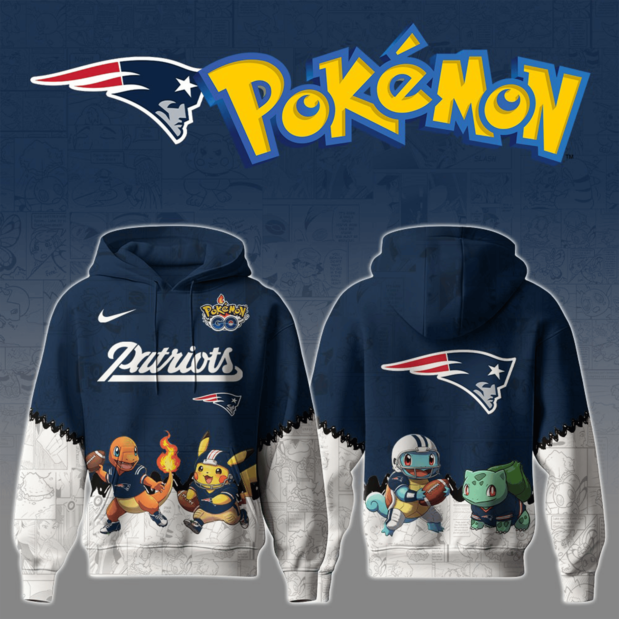 New England Patriots x Pokemon Hoodie Limited Edition Patriots Merch Best Gift For Football Fans