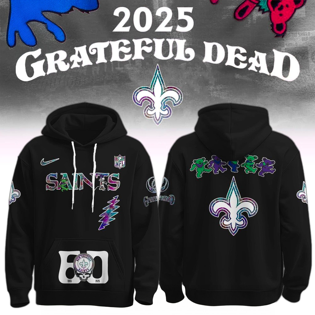 New Orleans Saints x Grateful Dead 60th Hoodie Saints Merch Best Christmas Gifts For Husband