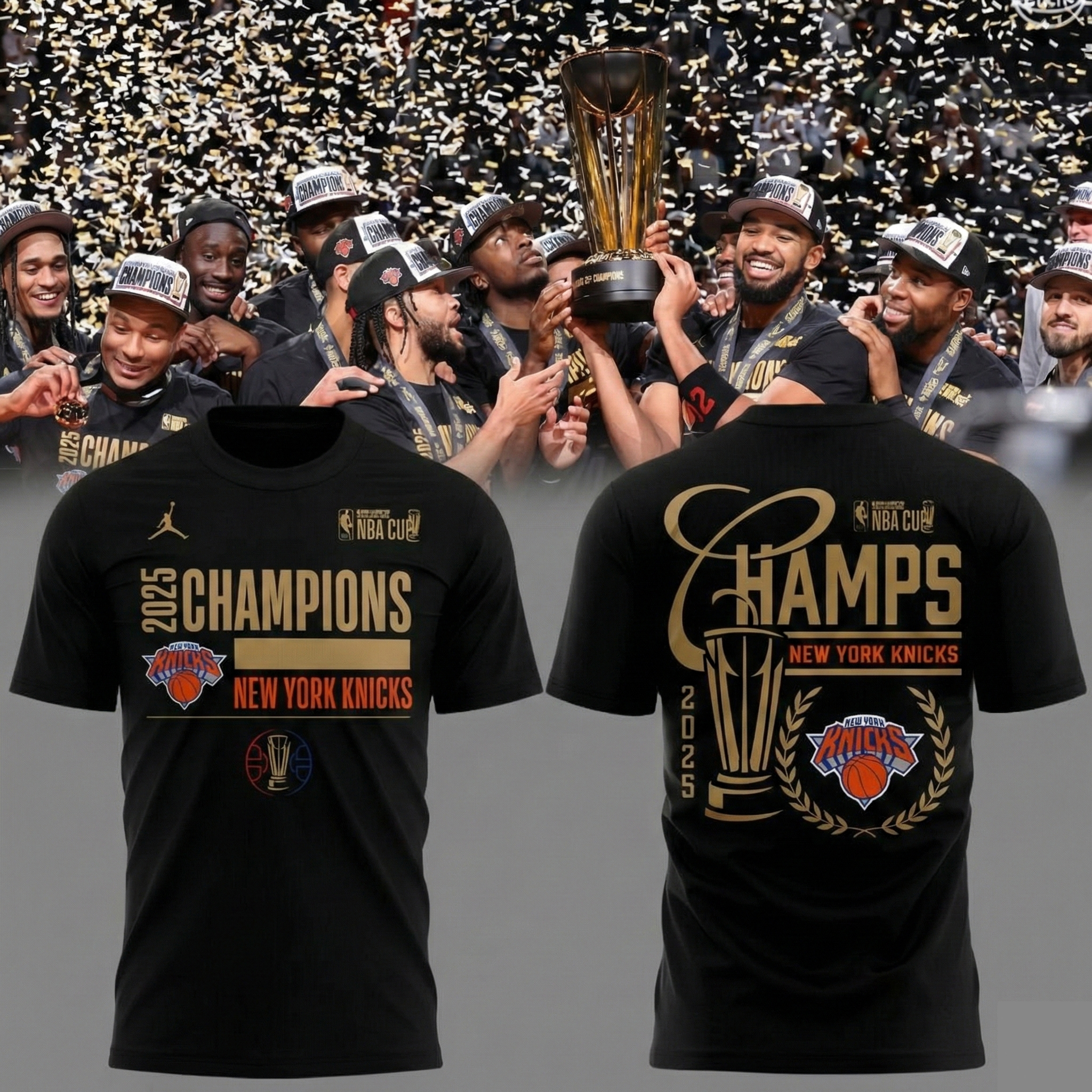New York Knicks NBA Cup Champions 2025 Locker Room T-Shirt Knicks Apparel Unique Gift For NBA Fans