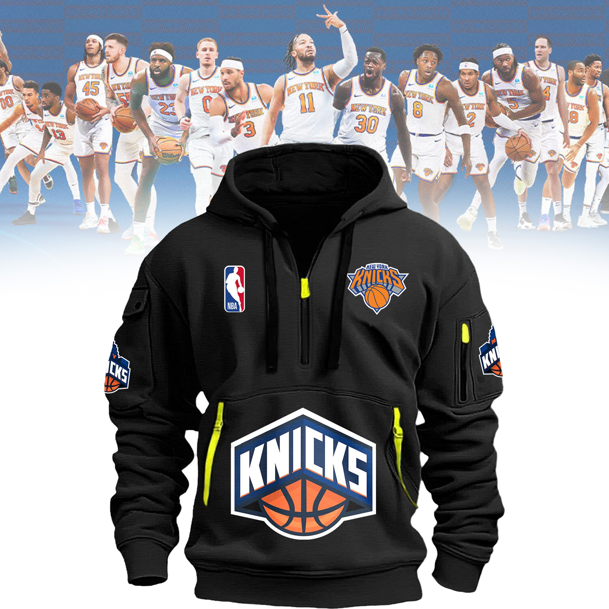 New York Knicks Quarter Zip Hoodie Half Zipper Hoodie Merch Best Gifts For Knicks Fans