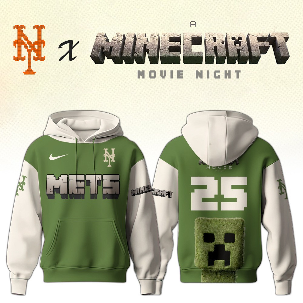 New York Mets MLB x A MINECRAFT MOVIE Night Hoodie Unique Gifts Baseball Fans