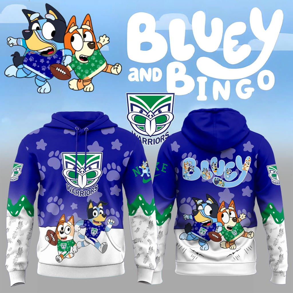 New Zealand Warriors x Bluey And Bingo Hoodie Warriors Merch Best Gift For Rugby Fans