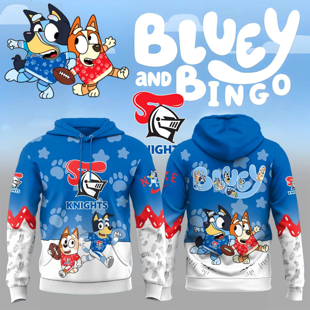 Newcastle Knights x Bluey And Bingo Hoodie Knights Merch Best Gift For Rugby Fans