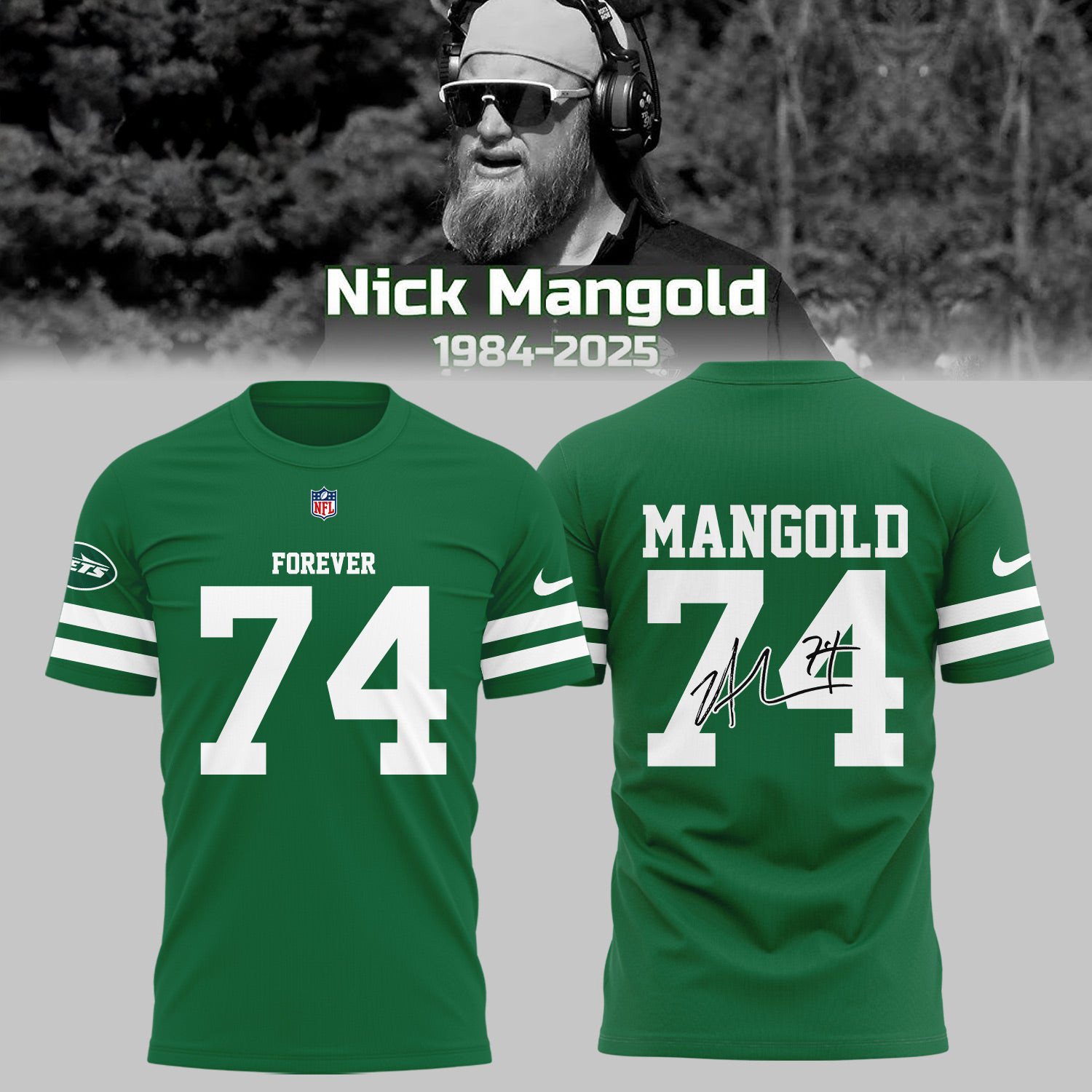 Nick Mangold T-Shirt Rest In Peace Nick Mangold Forever 74 Signature Shirt Football Gifts
