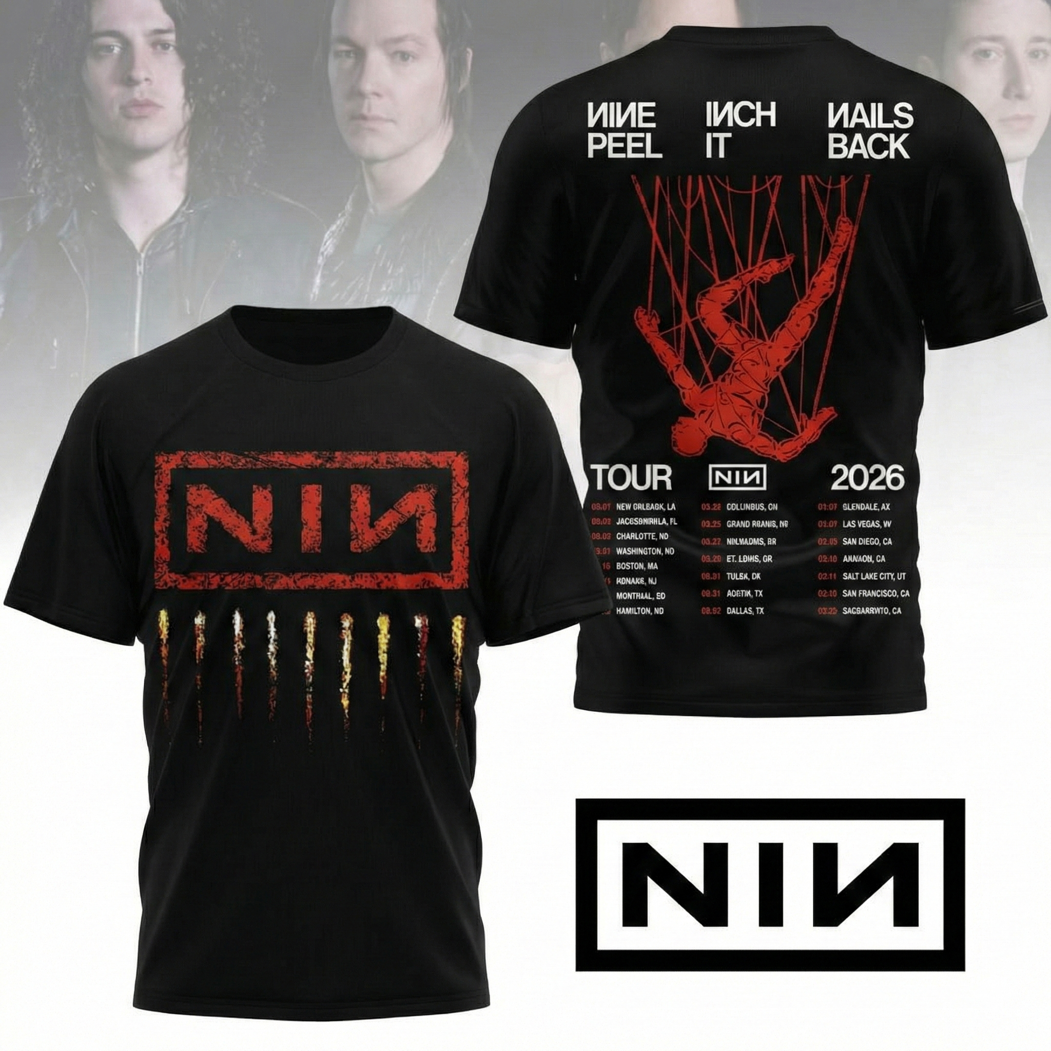Nine Inch Nails Peel It Back 2026 Tour T-Shirt NIN Merch Cool Gift For Industrial Music Fans
