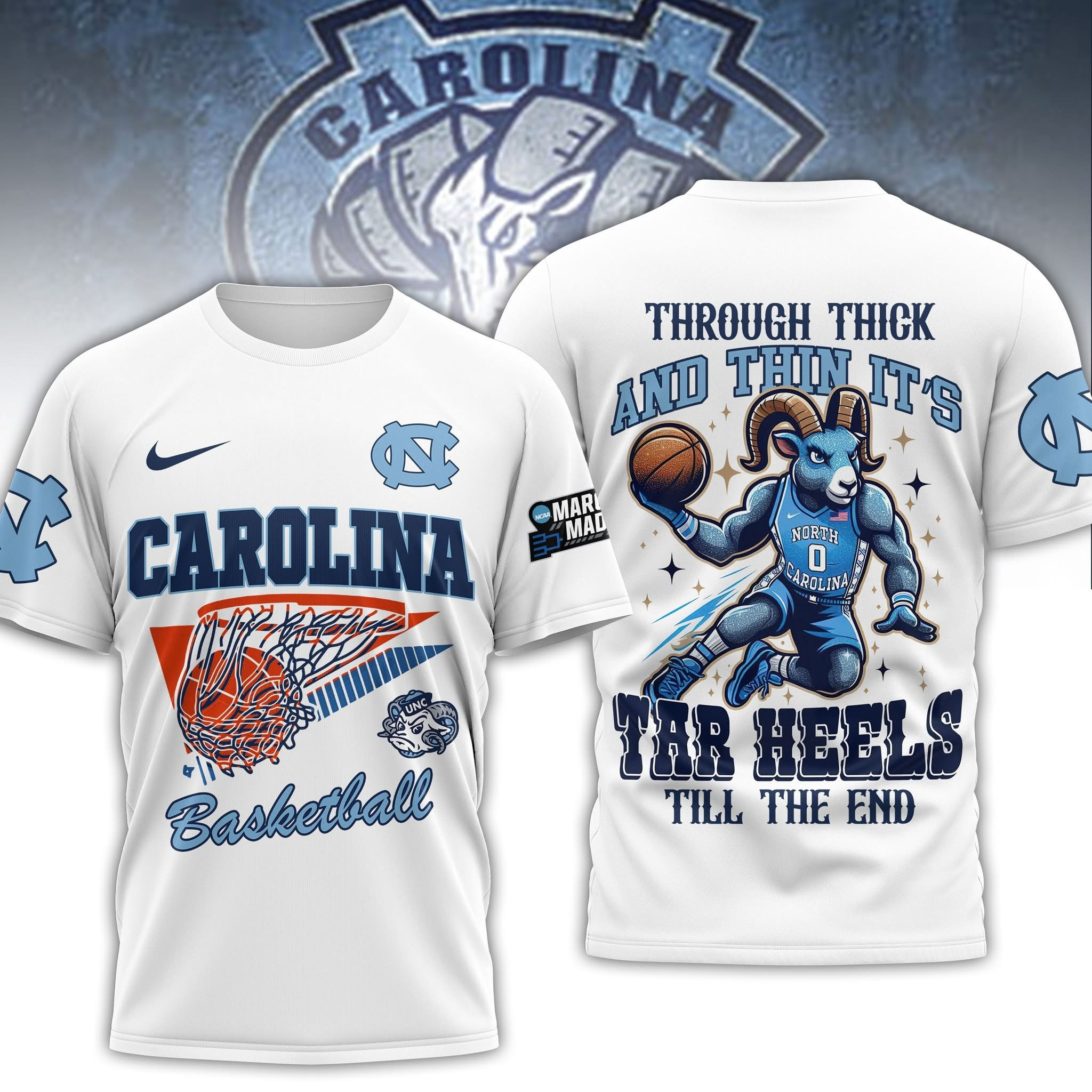 North Carolina Tar Heels Baseball Shirt Through Thick And Thin It's Tar Heels Till The End