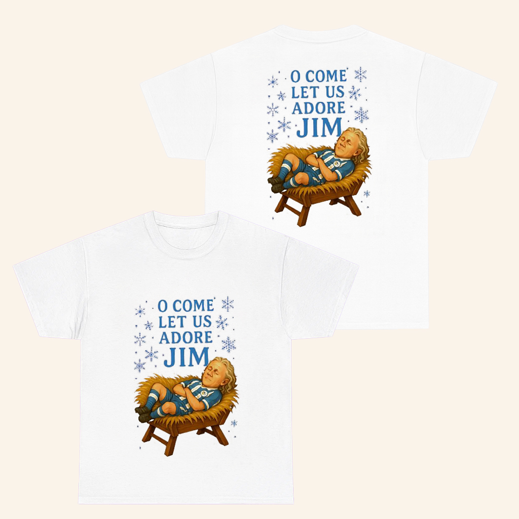 O Come Let Us Adore Jim Wigan Christmas T-Shirt Parody Funny Shirt For Soccer Fans