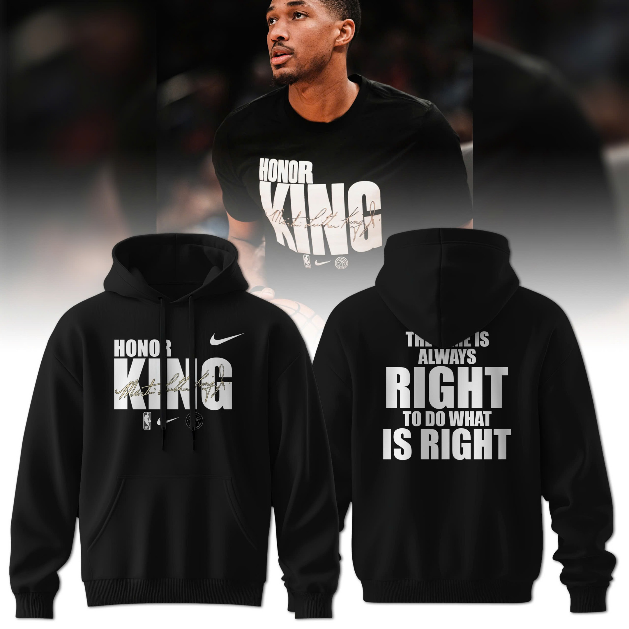 OKC Oklahoma City Thunder Honor King Hoodie The Time Is Always Right To Do What Is Right