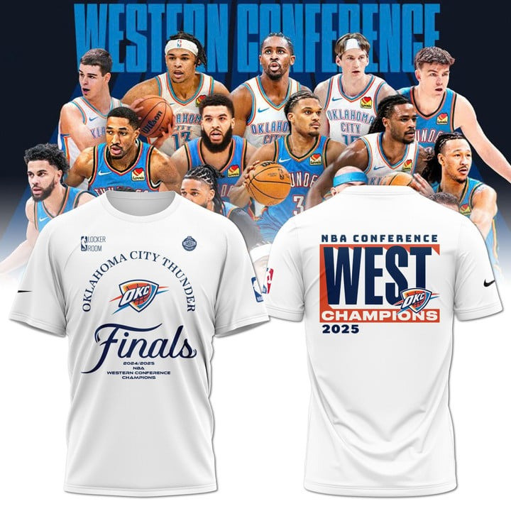 OKC Oklahoma City Thunder Western Conference Champions Shirt 2025 NBA Merch Fan Clothing