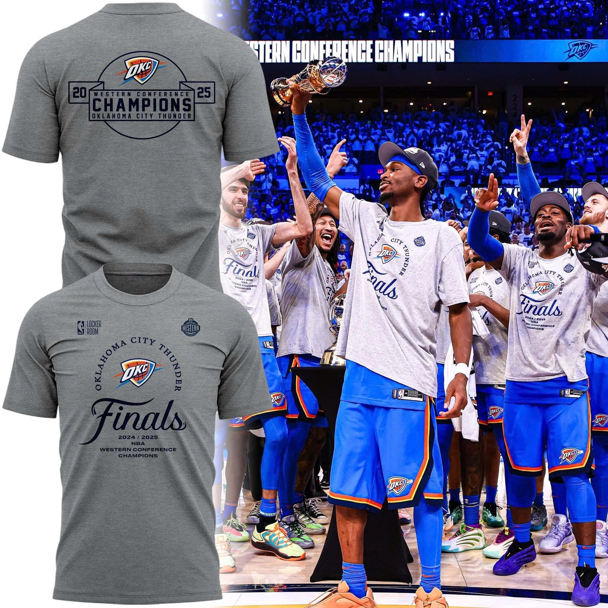 OKC Oklahoma City Thunder Western Conference Champions T-Shirt 2025 Locker Room NBA Merch