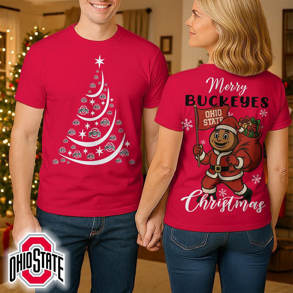 Ohio State Buckeyes 2025 NCAA Merry Christmas T-Shirt Buckeyes Merch Best Gift For Fans