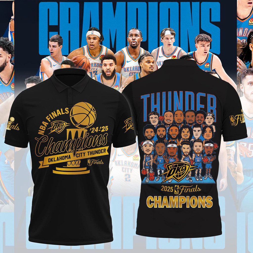Oklahoma City Thunder NBA Polo Shirt OKC Thunder Championship Shirt 2025 Merch