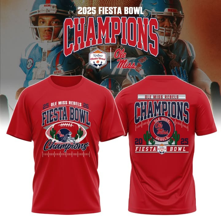 Ole Miss Rebels Football Fiesta Bowl Champions T-Shirt College Champion Merch Best Gift For Fans