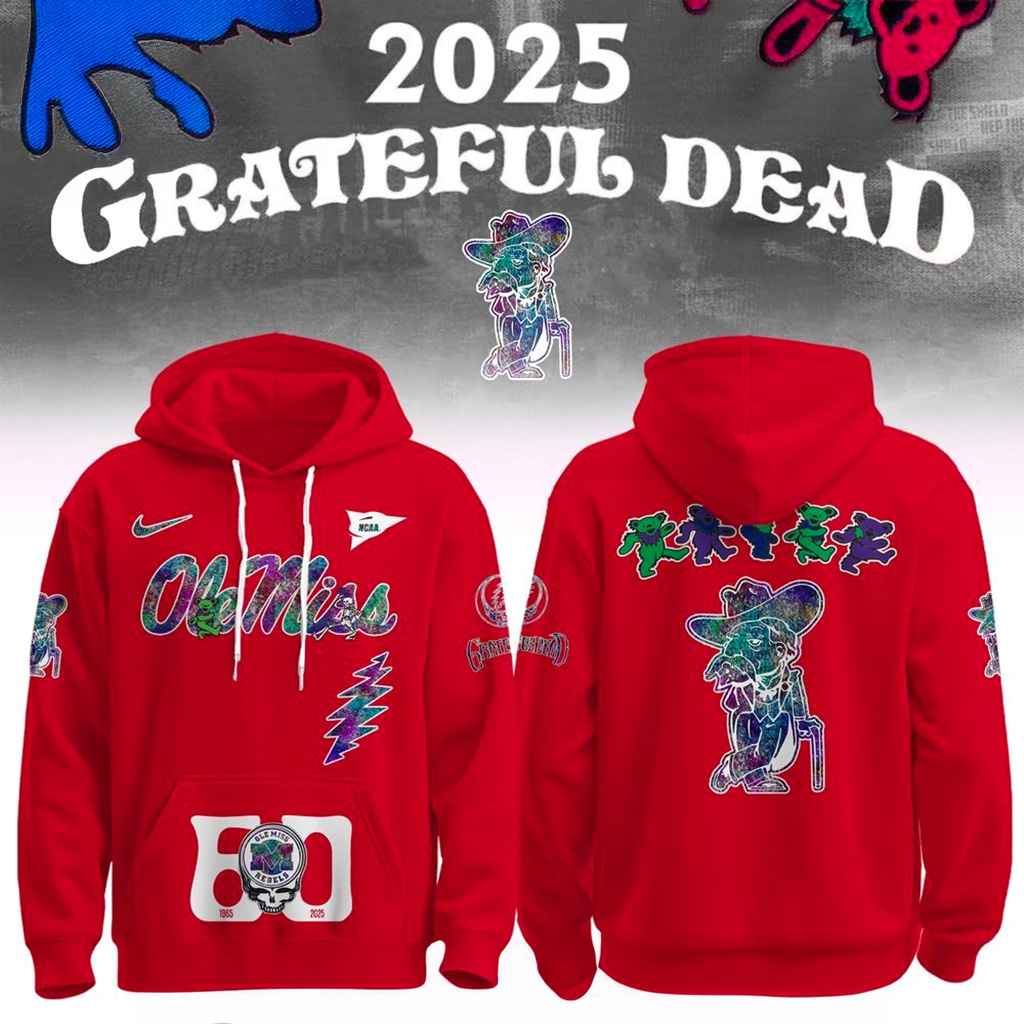 Ole Miss Rebels x Grateful Dead 60th 1965 2025 Hoodie Rebels Merch Xmas Presents For Dad