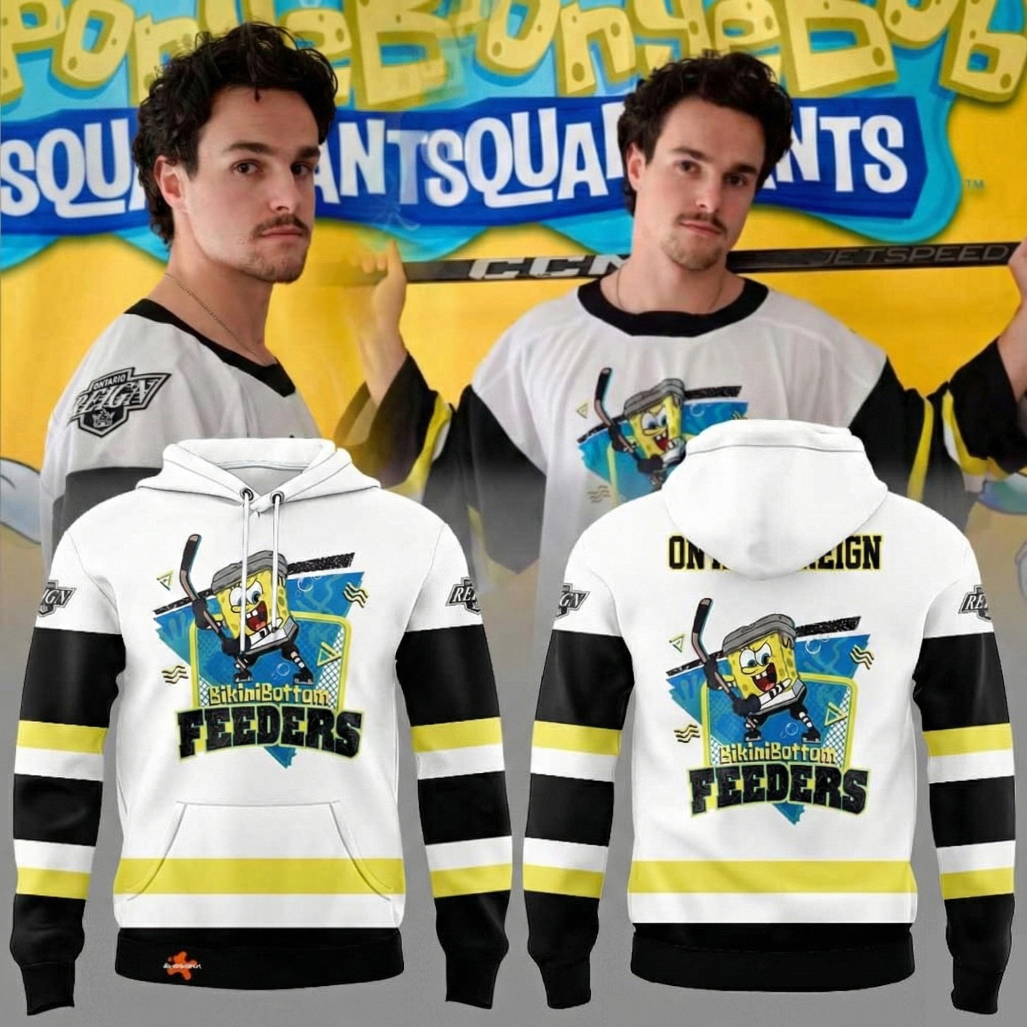 Ontario Reign x SpongeBob Bikini Bottom Feeders Hoodie Reign Merch Unique Gift For Hockey Fans