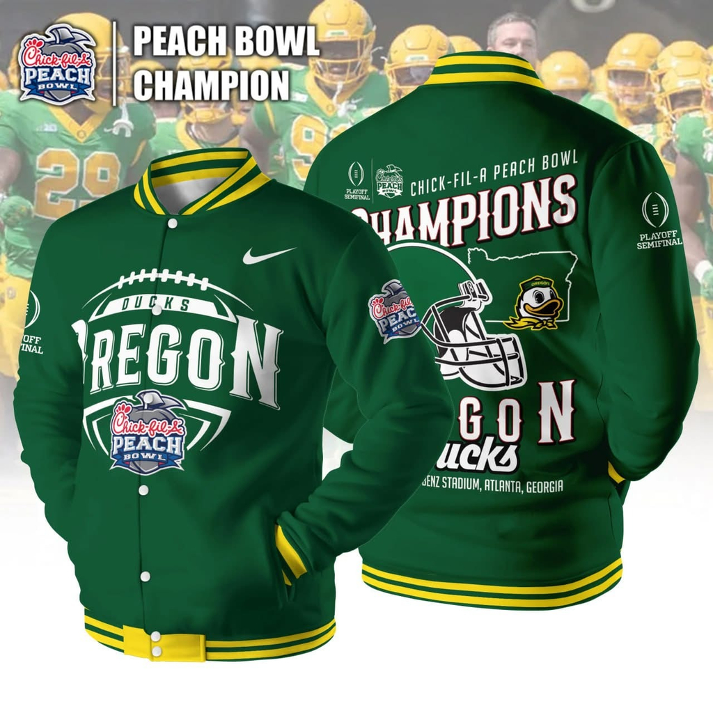 Oregon Ducks Football Peach Bowl Champs Bomber Jacket College Champion Merch Best Gift For Fans
