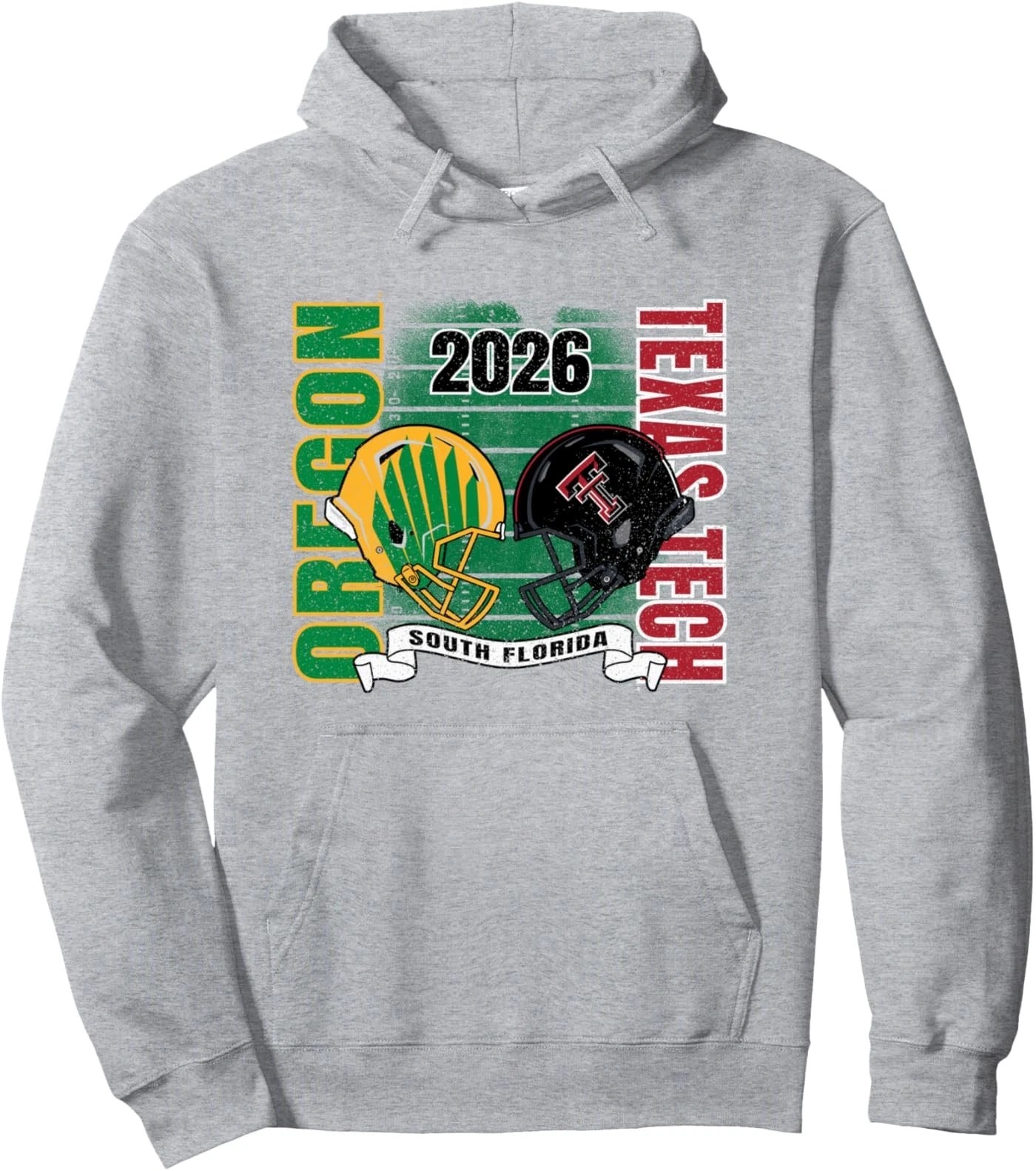 Oregon Ducks vs Texas Tech Red Raiders Orange Bowl 2026 Gray Hoodie
