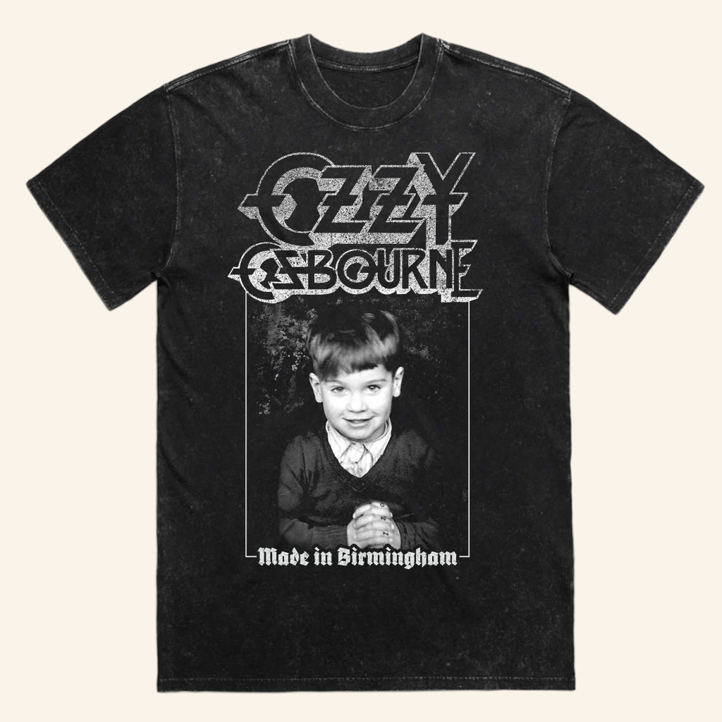 Ozzy Osbourne Merch Made In Birmingham Wash T-Shirt For Music Fans