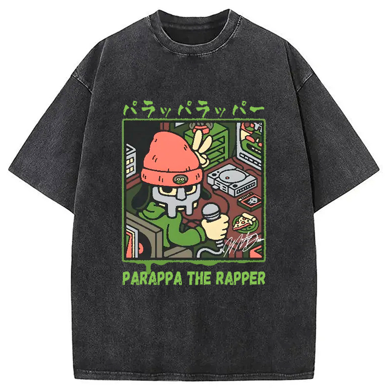 PaRappa the Rapper MF DOOM Washed T-Shirt Casual Vintage Everyday Look Gifts For Him