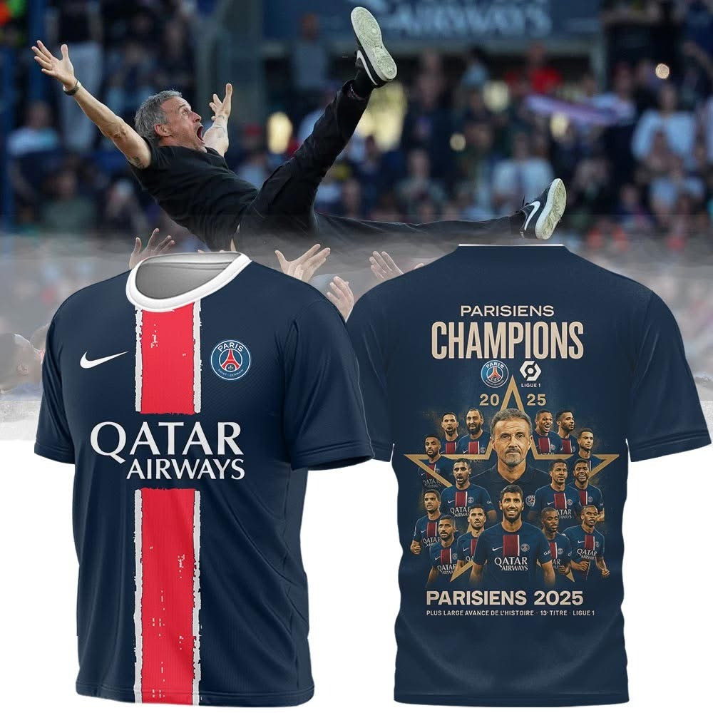 Paris Saint-Germain F.C. Champions De Ligue 1 2025 Shirt PSG Football Club Fan Gifts