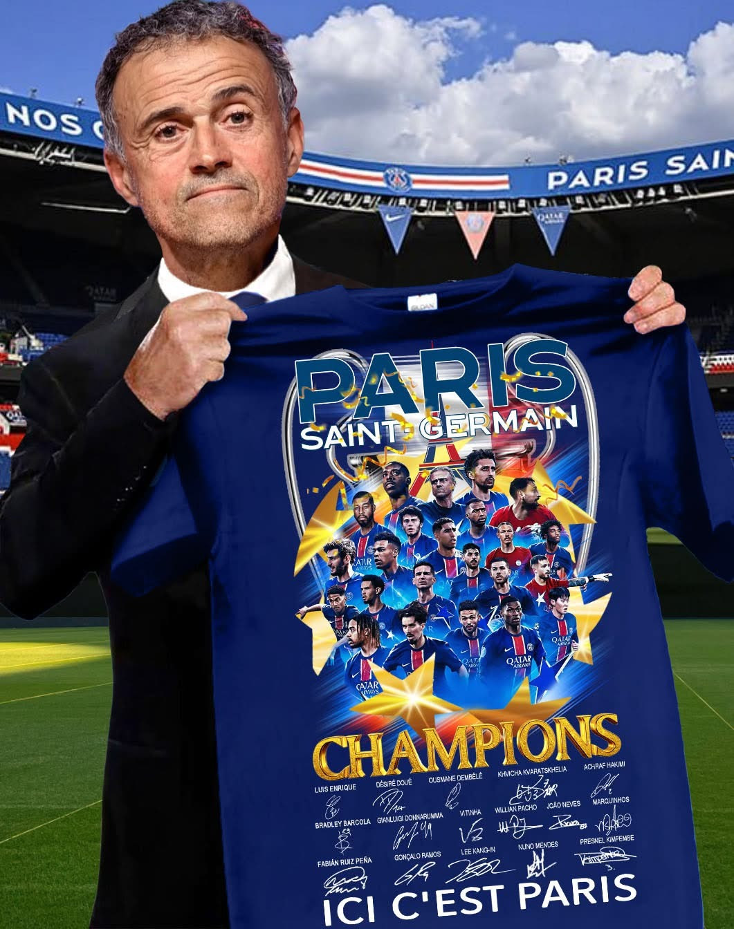 Paris Saint-Germain UEFA Champions League 2025 T-Shirt Signature PSG F.C. Best Fan Gifts