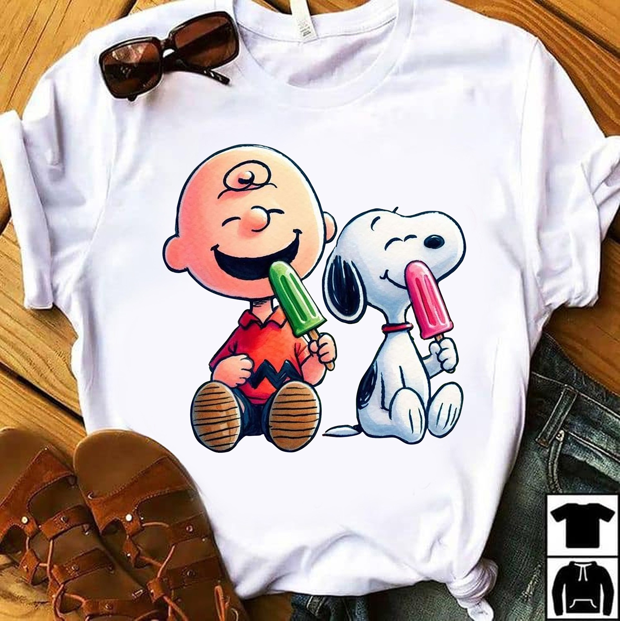 Peanuts Charlie Brown Snoopy Eating Cream T-Shirt Cute Gifts For Snoopy Lovers For Her