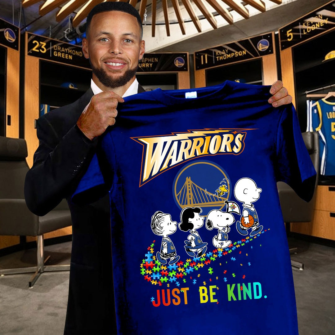 Peanuts Snoopy Golden State Warriors Just Be Kind Shirt Autism Awareness Month Gifts