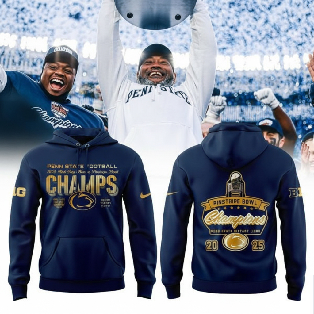 Penn State Nittany Lions Champions 2025 Pinstripe Bowl Hoodie PSU Apparel Unique Gift For NCAA Fans