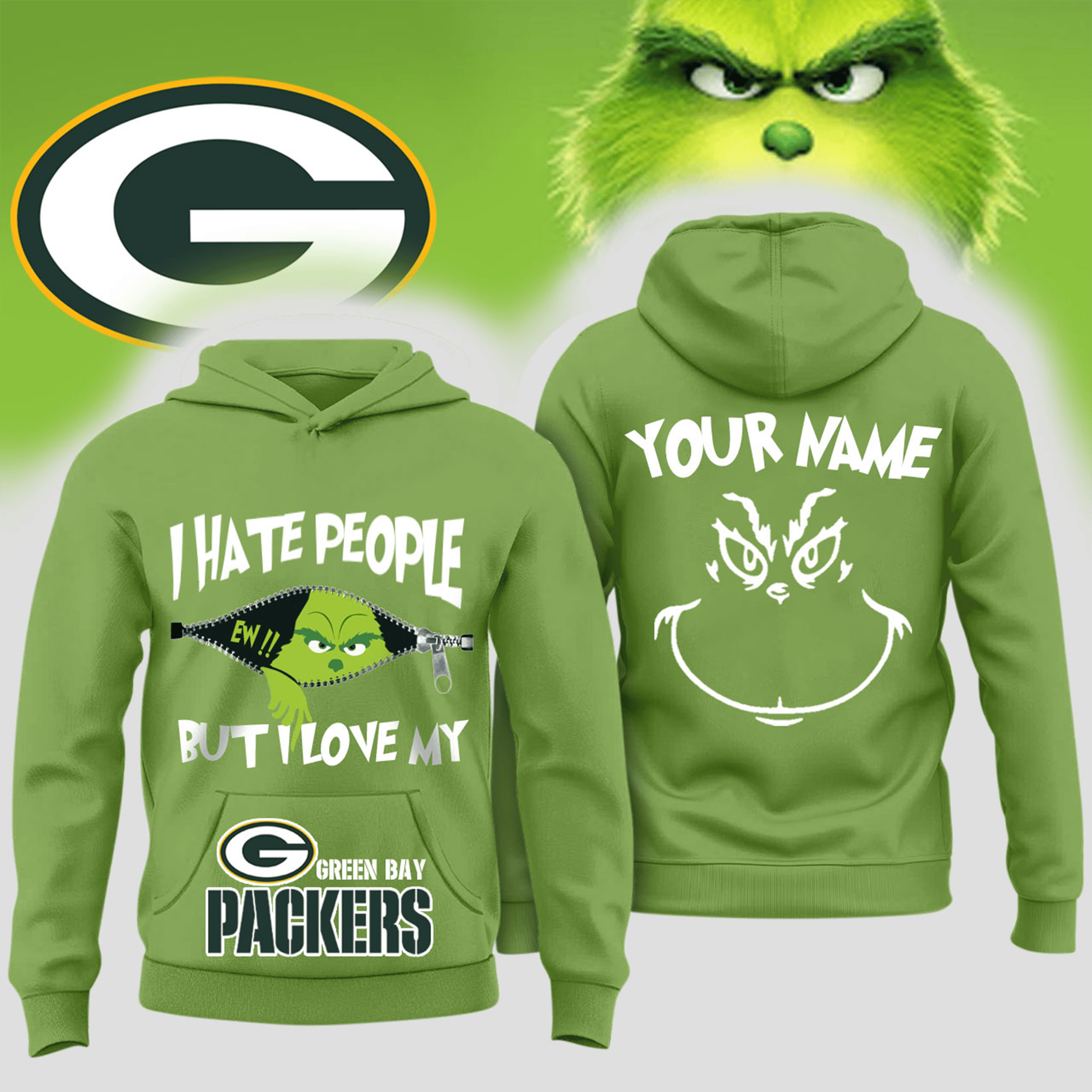 Personalized Green Bay Packers x Merry Grinchmas Hoodie Best Gift For Football Fans
