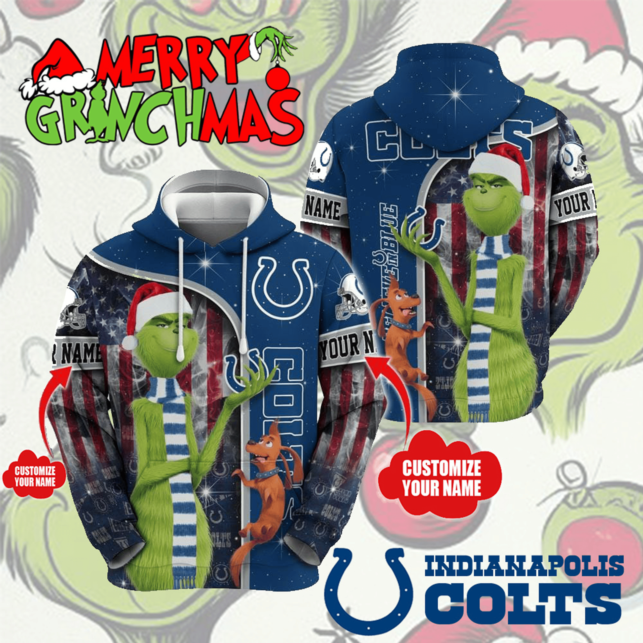 Personalized Indianapolis Colts x Merry Grinchmas Hoodie Best Gift For Football Fans