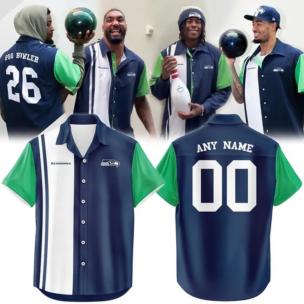 Personalized Seattle Seahawks NFL Microcell Bowling Mens Button Up Shirt NFL Football Casual Custom Apparel Best Gift For Fans