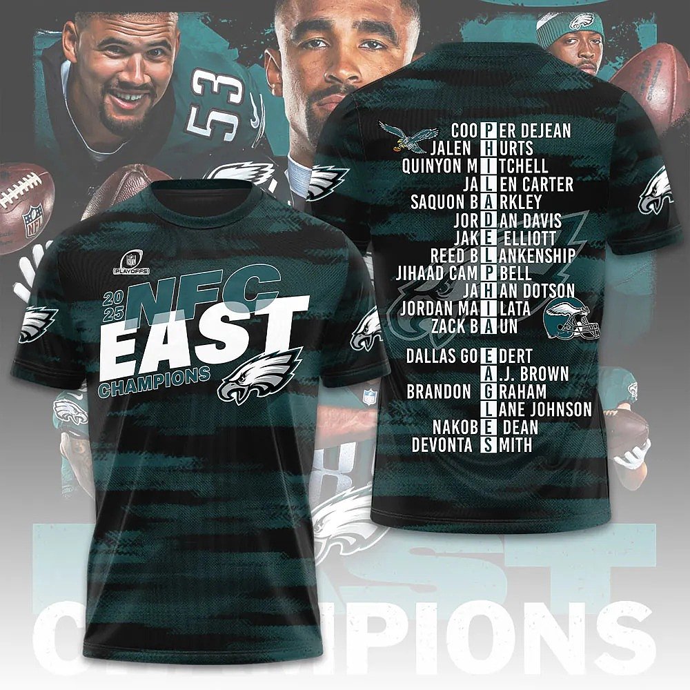 Philadelphia Eagles 2025 NFC East Division Champions T-Shirt Eagles Merch Best Gift For Football Fans