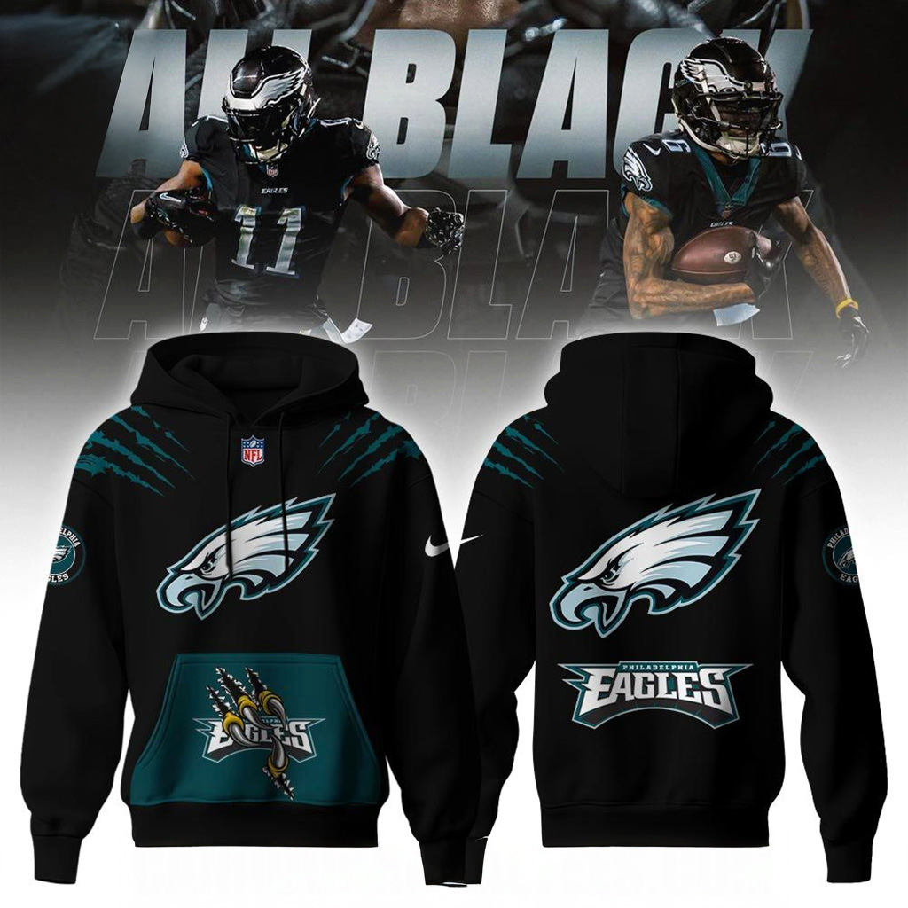 Philadelphia Eagles Blackout Edition Hoodie 2025 NFL Football Merch Best Gift For Eagles Fans