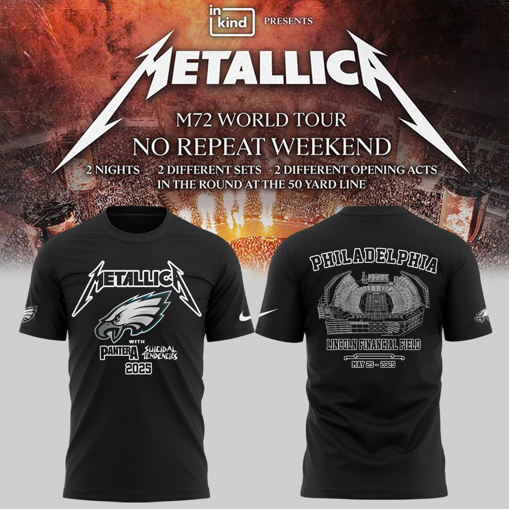 Philadelphia Eagles Metallica M72 World Tour 2025 T-Shirt Black Pantera Suicidal Tendencies